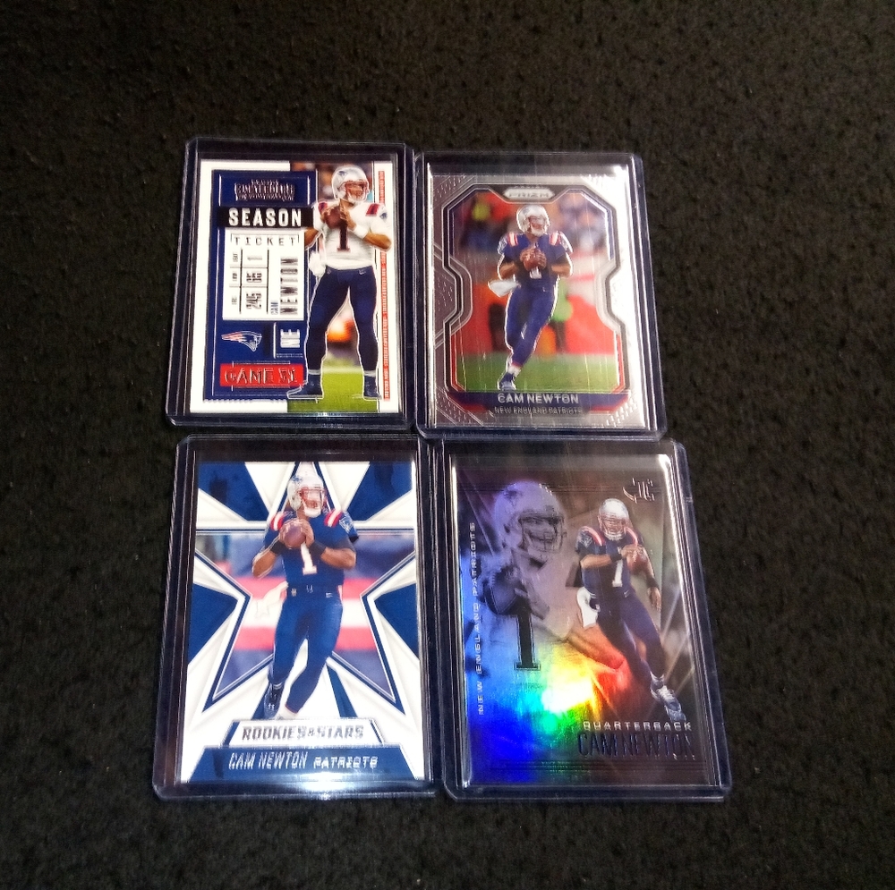 Can Newton 4 card football lot New England Patri